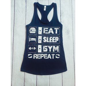 Navy Blue "Eat, Sleep, Gym, Repeat"Tank